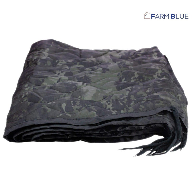 Farm Blue بطانية عسكرية كامو زرقاء وسوداء خفيفة الوزن - بطانية ووبية - بطانية بطانية متعددة الوظائف لجميع الأحوال الجوية - معدات التخييم، الرحلات والتخييم في الهواء الطلق - Image 3